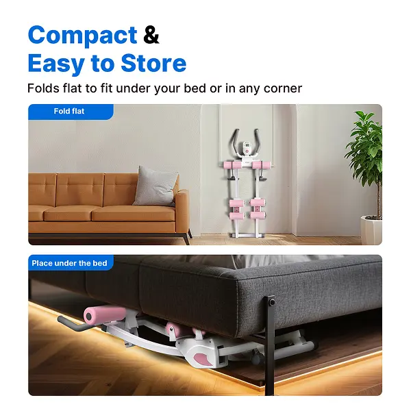 Ab Trainer with LCD Monitor – 440lbs Capacity, Foldable Full Body Toning for Home Fitness Pink