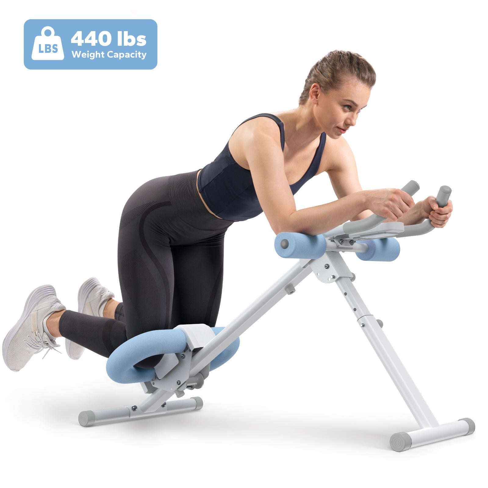 Foldable Ab Trainer – 7 Resistance Levels & LCD Monitor for Full Body Shaping (Black&Blue)