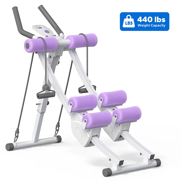 Ab Trainer with LCD Monitor – 440lbs Capacity, Foldable Full Body Toning for Home Fitness Pink